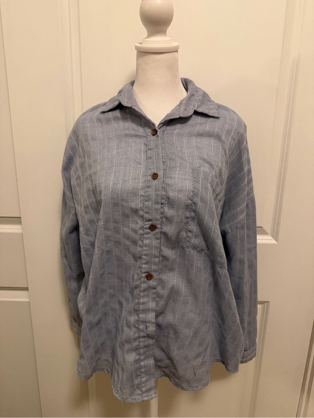 Princess Polly Blue/White Striped button down